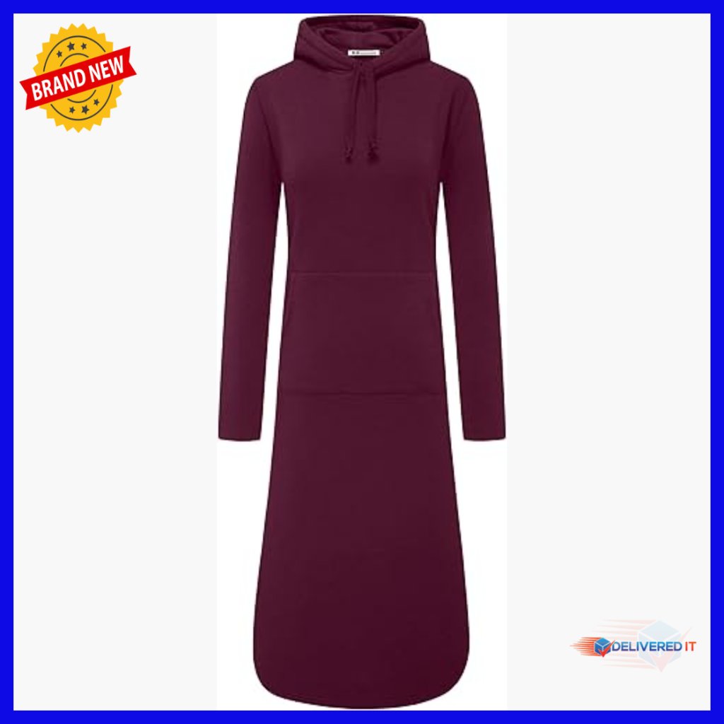 Fleece Lined Hoodie Dress Long Sleeve Pullover Sweatshirt Casual Athletic